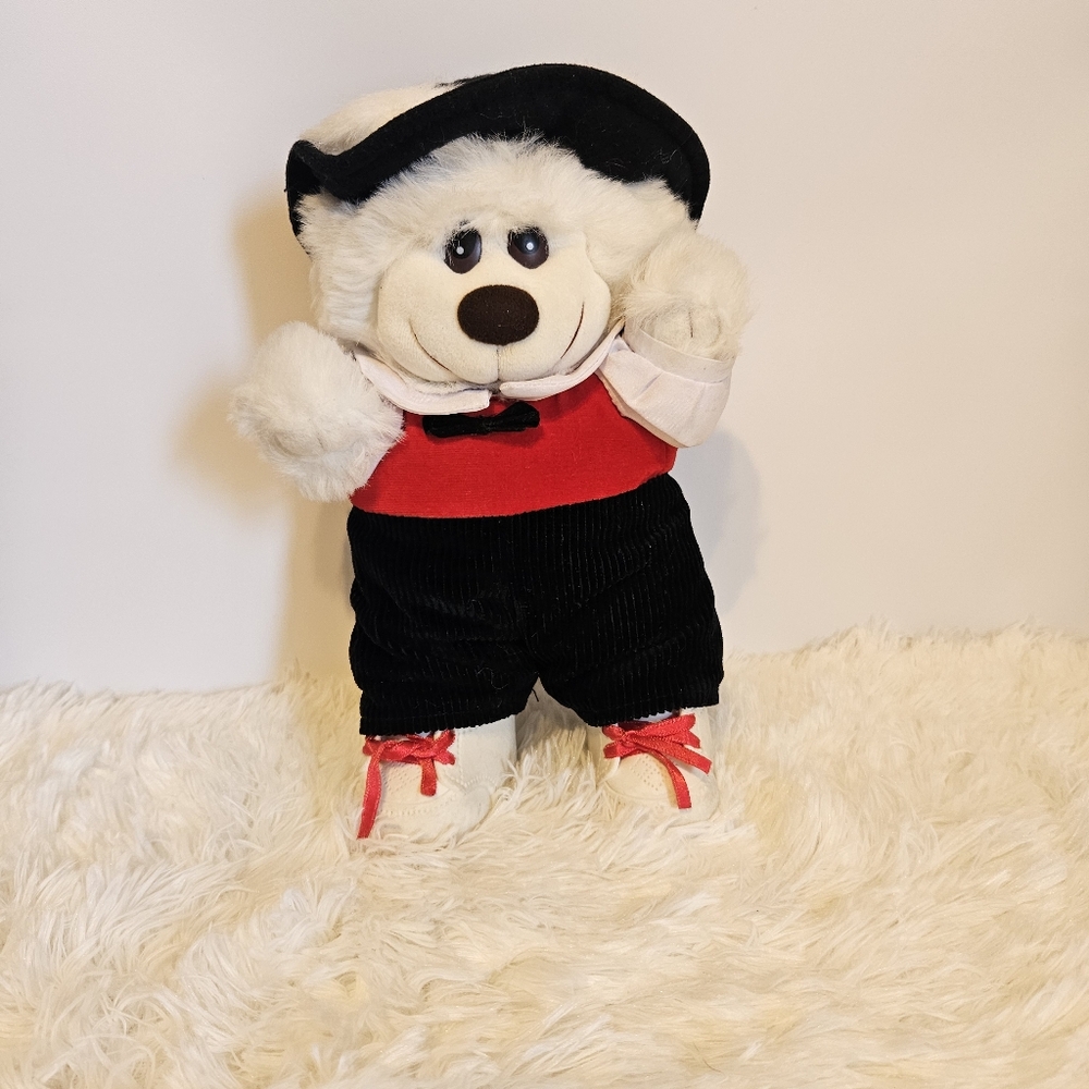 Vintage Trappers White Bear Plush Shirt Pants Hat Boots Stuffed Animal 11"